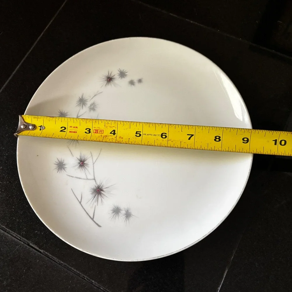 Creative Fine China Platinum Star Burst Dinner Plate Japan MCM Atomic 10.25 Inch